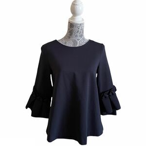 Cos Frill Sleeve Swing Blouse Navy Blue Size Small